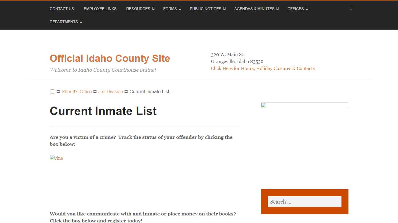 Current Inmate List – Official Idaho County Site
