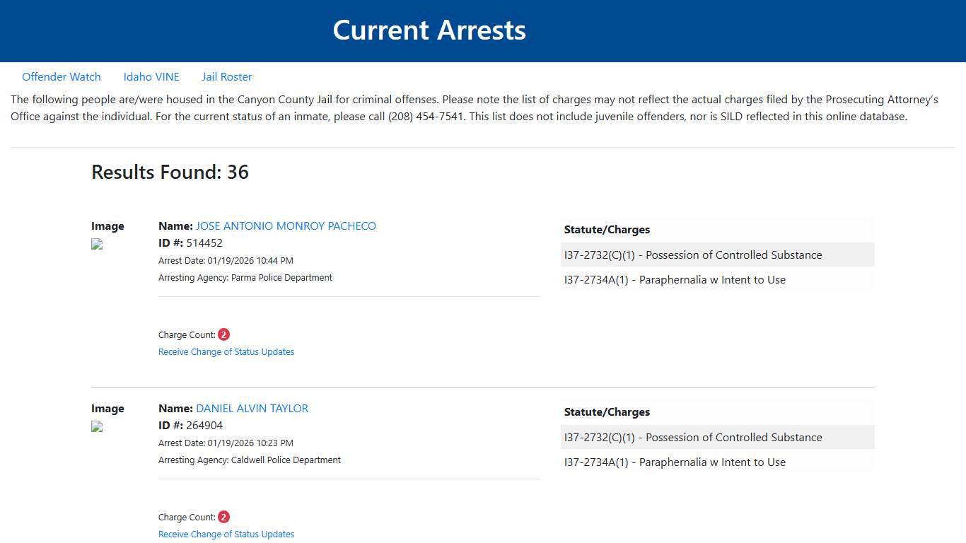 Current Arrests
